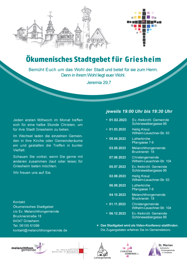 Information zum ökumenischen Stadtgebet für Griesheim 2023